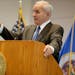 Gov. Dayton answered questions from media members Tuesday, Jan. 27, 2015, at the State Revenue Department Building in St. Paul, MN.
