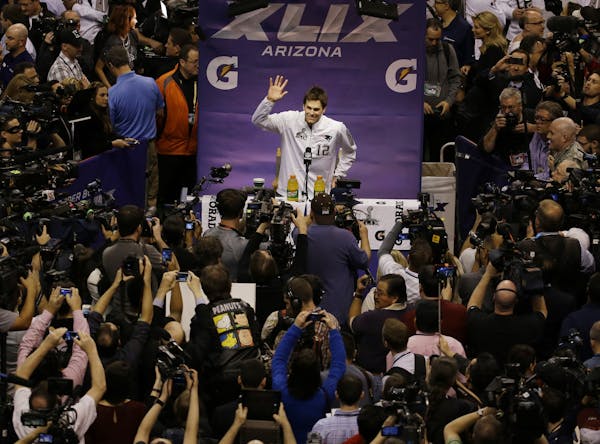 Patriots quarterback Tom Brady was the center of attention during Tuesday’s Super Bowl Media Day, but he was rarely asked about “Deflategate.’�