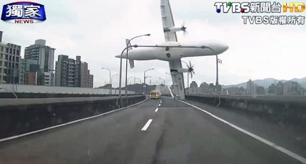 Dashcam video shows Taiwan plane crash