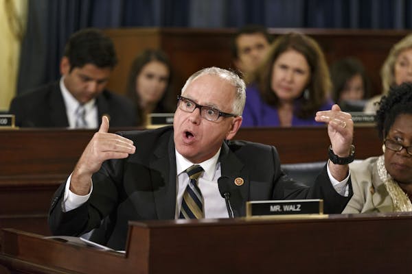 In 2014, Rep. Tim Walz, D-Minn., a member of the House Committee on Veterans' Affairs, questions witnesses from the Department of Veterans Affairs as 