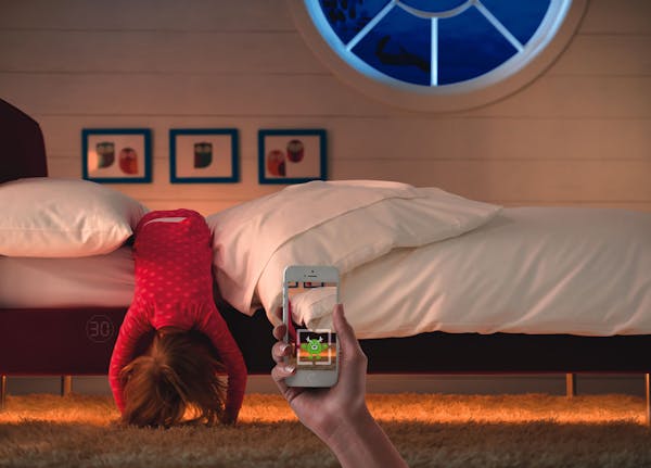 The SleepIQ Kids bed comes equipped with “monster-detection technology.” An app lets kids look under their bed and zap any monsters that pop up.