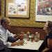 President Barack Obama talked with Rebekah Erler, 36, of Minneapolis at Matts Bar before going to a town hall meeting at Minnehaha Park on June 26, 20