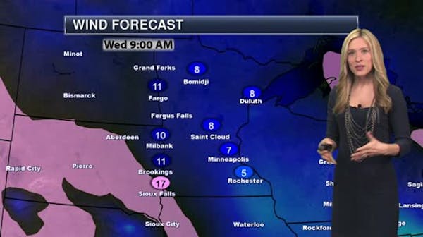 Evening forecast: Colder Wednesday but less windy