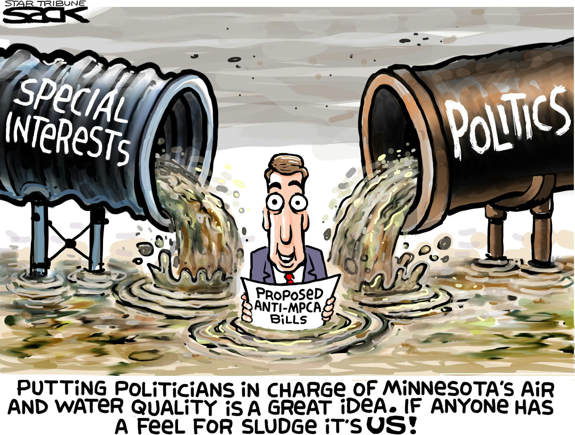 Sack cartoon: Politics and pollution
