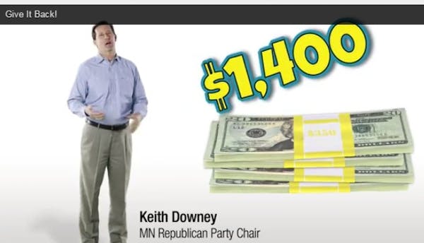 A screenshot of the Minnesota Republican Party ad about returning the state's budget surplus.