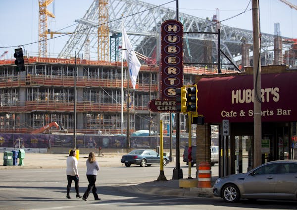 The redevelopment of a block across from the new Vikings stadium likely means changes for Hubert’s, a sports bar filled with nostalgia from the Metr