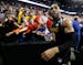 Wichita State guard Tekele Cotton walks off the court after an NCAA college basketball tournament Round of 32 game against Kansas, Sunday, March 22, 2
