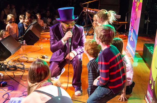 North Carolina’s Secret Agent 23 Skidoo, a wizardly vision in a purple suit and top hat, performed some kid-friendly hip-hop at the Grammy nominees 