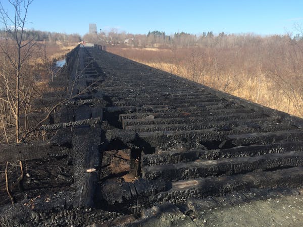 A significant section of the Blackduck Trestle was set on fire and burned Monday.