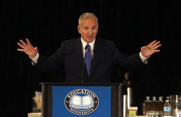 Gov. Mark Dayton addressed members of Education Minnesota at their annual convention in downtown Minneapolis.