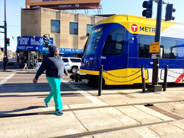 Light rail service resumed after a Green Line light-rail train hit a pedestrian at University and Snelling Avenues in St. Paul at about 7:30 a.m., off