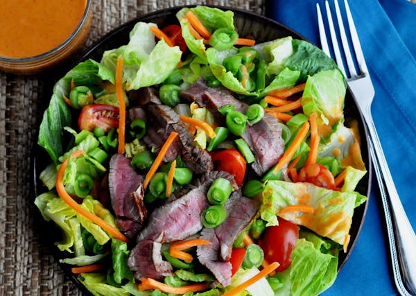 Asian Steak Salad with Peanut Curry Dressing