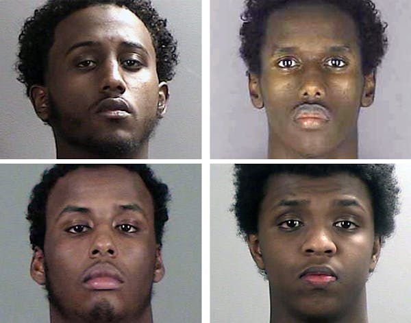 Clockwise, Hanad Mustafe Musse, 19, Guled Omar, 20, Zacharia Yusuf Adurahman, 19, and Adnan Abdihamid Farah, 19. They are four of six Minnesota men of