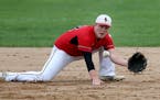 Belle Plaine’s Ben Wagner snagged a grounder during a game against Sibley East. The Tigers won the Minnesota River Conference with an 11-3 record. (