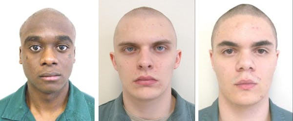 Fugitives who escaped from St. Croix Correctional Center, from left: Jesse Jamal Fairley, Kyle John Peterson and Andre Lee Vance.