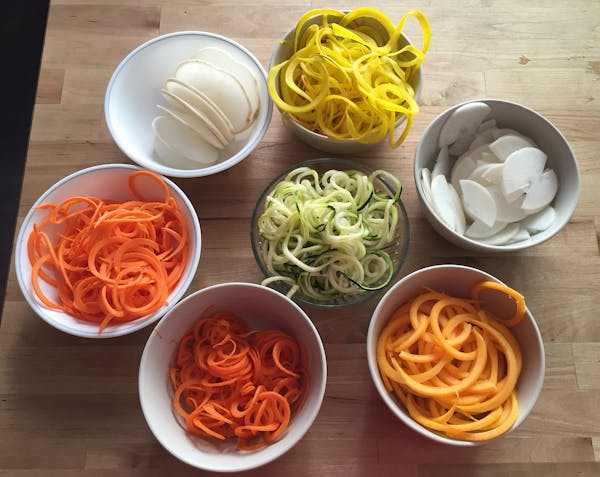 The Spiralizer can yield a variety of shapes.