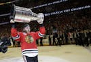 Chicago Blackhawks right wing Patrick Kane celebrates after defeating the Tampa Bay Lightning in Game 6 of the NHL hockey Stanley Cup Final series on 