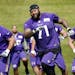 Minnesota Vikings offensive linemen John Sullivan (65) Phil Loadholt (71) and Zac Kerin (67) during the second day of Minicamp at Winter Park.