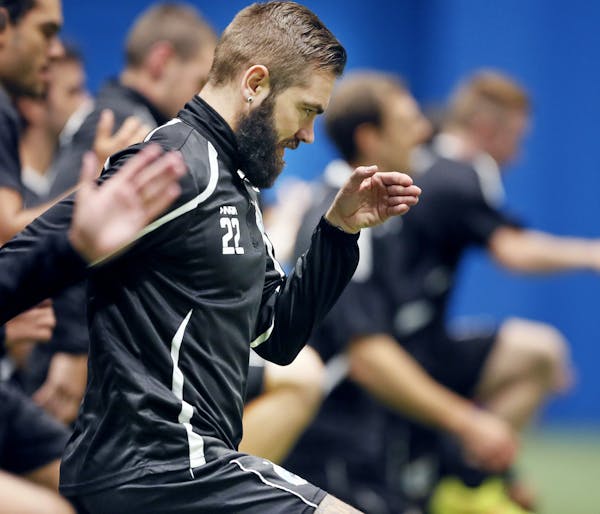 Jonny Steele ran sprints with the Minnesota United Soccer team during training in April.