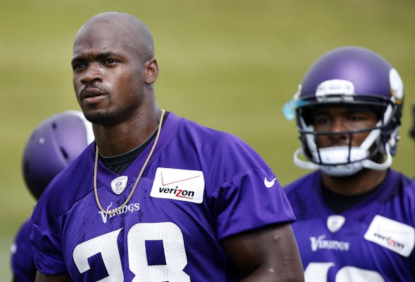 Minnesota Vikings running back Adrian Peterson (28) during the second day of Minicamp at Winter Park.