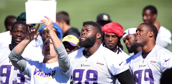 Nose tackle Linval Joseph (98) sees 2015 as a new beginning. "Last year, I had a lot of things holding me back" he said. "This year I have a clean sla