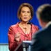 Carly Fiorina, the former chief executive of Hewlett-Packard, participates in the earlier of two Republican presidential primary debates, at the Quick