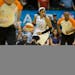 Maya Moore charged down court. She score 24 points in the second half to help a Lynx comeback victory over San Antonio.