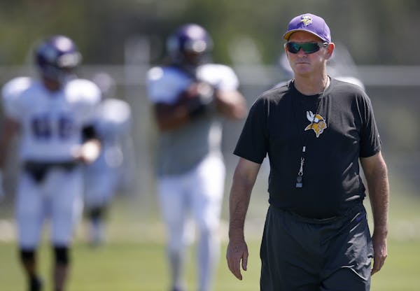 Minnesota Vikings head coach Mike Zimmer during the afternoon practice on Monday.