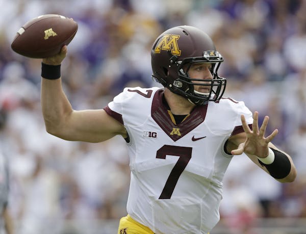 Gophers quarterback Mitch Leidner struggled in Saturday’s loss to TCU, completing 12 of 26 passes for 151 yards with three interceptions. He has thr