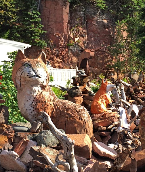 Animal sculptures abound in Sen. Chuck Wiger’s show-stopping rock garden along Hwy. 61 north of Grand Marais.