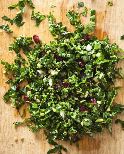 Kale Salad with Dried Cranberries and Sunflower Seeds