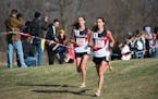 From left, Bethany Hasz and Megan Hasz, of Alexandria, led all other runners in the final half of the Class 2A girls' race last fall (Aaron Lavinsky, 
