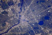 This shot of Minneapolis was captured Tuesday from the International Space Station as it flew about 200 miles from Earth.