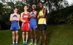 Standout cross-country runners, from left, Andrew Sell of Minneapolis Washburn, Micah Mather of St. Paul Highland Park, Hamza Ali of Washburn and Inno