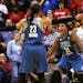 Lynx forward Maya Moore celebrated her team’s win in Game 3 with teammate Rebekkah Brunson (32) after making the winning three-pointer at the buzzer