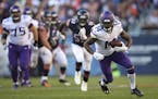 Vikings wide receiver Stefon Diggs (14) made a move on Bears cornerback Sherrick McManis (27) after catching the football and went all the way to the 