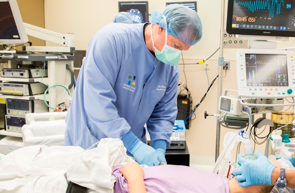 Dr. Christopher Robert, chief of anesthesiology, administered general anesthesia to a patient at Hennepin County Medical Center in downtown Minneapoli