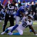 A referee steps in to separate New York Giants wide receiver Odell Beckham (13) and Carolina Panthers' Josh Norman (24) as they scuffle during the fir