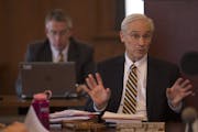 Supreme Court Justice Christopher Dietzen led the discussion of changes to drug sentencing guidelines at the commission meeting Wednesday afternoon.