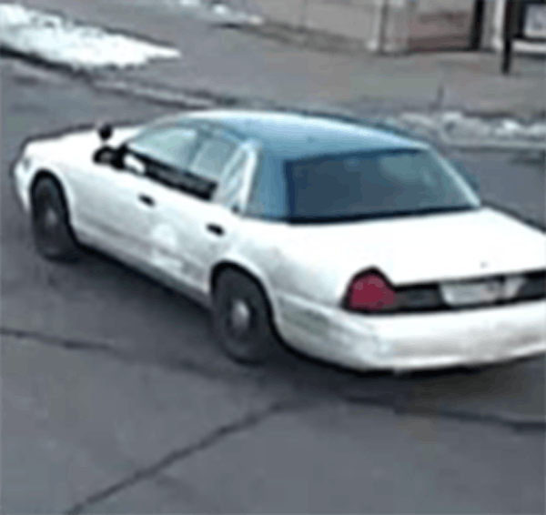 A city camera captured this image of the car with the rear driver's side window missing and covered with plastic.