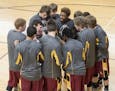 Pre-game motivation as the Minnesota State Academy for the Deaf hosted Mounds View High School on January 9, 2016 in Faribault, Minnesota.] MATT BLEWE