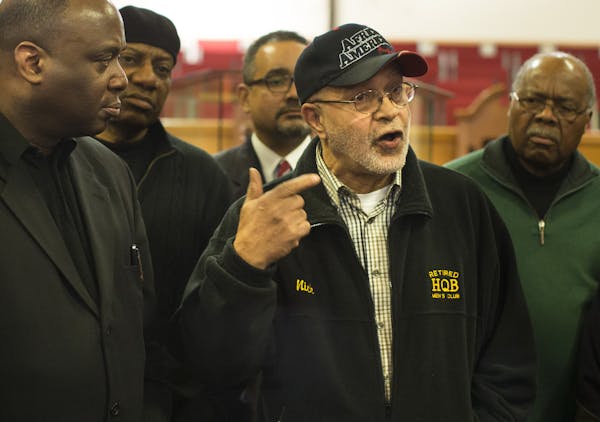 Former St. Paul NAACP President Nick Khaliq joined other black leaders at New Hope Baptist Church on Monday.