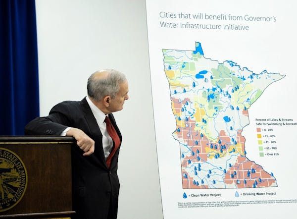 Gov. Mark Dayton announced a $220 million plan to protect water quality and modernize Minnesota's aging water infrastructure. The map shows how many s