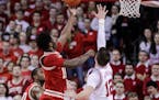 Wisconsin's Nigel Hayes shot against Nebraska's Michael Jacobson during the first half Wednesday in Madison, Wis.