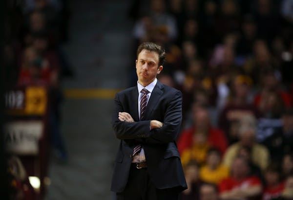 Gophers head coach Richard Pitino scowled as his team failed to overcome the Badgers' lead in the second half Wednesday night. ] JEFF WHEELER � jeff