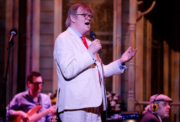 Garrison Keillor warmed up for his last Minnesota-based broadcast of “Prairie Home Companion” at the State Theatre on Saturday.