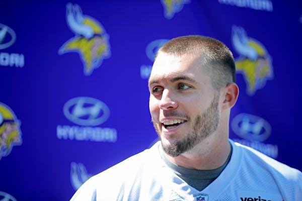Minnesota Vikings Harrison Smith was all smiles as he address the media during a press conference after practice, Tuesday, June 7, 2016 in Eden Prairi