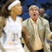 New York Liberty coach Bill Laimbeer reacted after a call in a 2014 game against the Lynx.