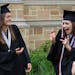 So happy together: Teresa Luterbach caught this playful moment between her daughter, Olivia (right), and her roommate/friend Annie as they graduated f