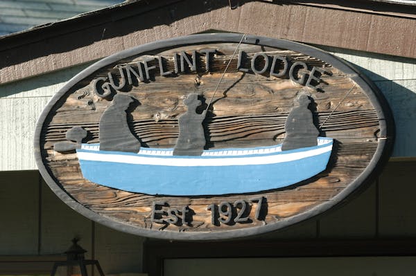 the sign that hangs over the entrance to Gunflint Lodge on the Gunflint Trail in northern Minnesota.